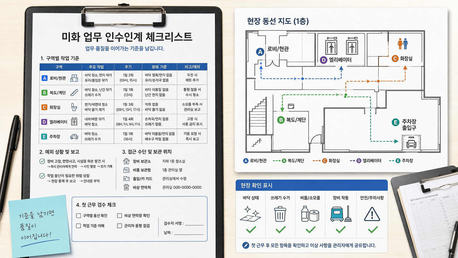 양주 미화인력파견, 교체 때 업무 인수인계 체크리스트