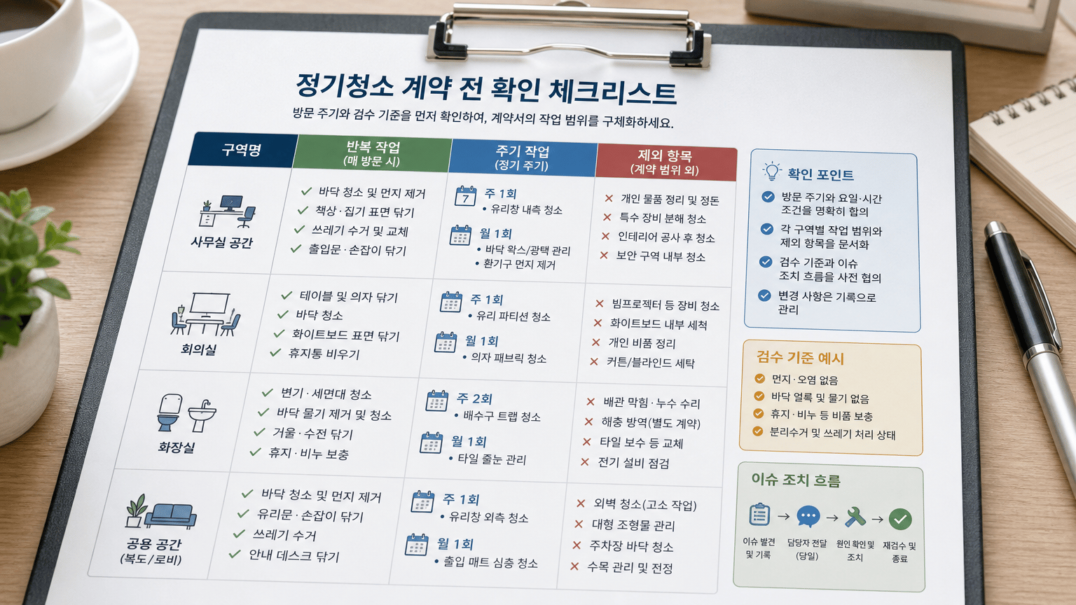 양주 정기청소 계약 전 확인할 방문 주기와 검수 기준