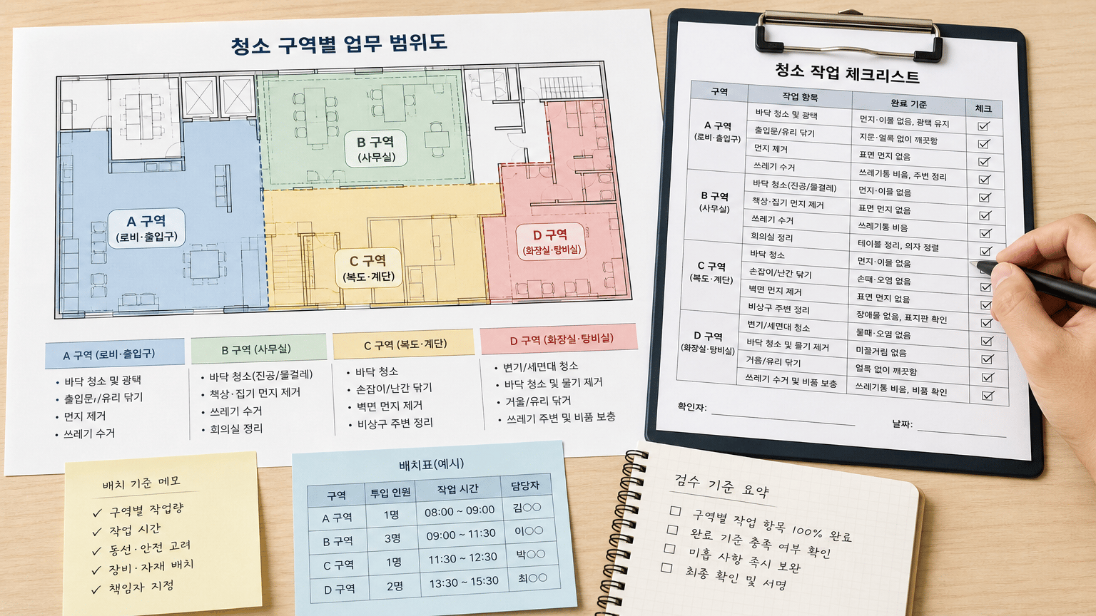 미화인력파견 시작 전, 업무 범위와 현장 배치 기준 정하는 법