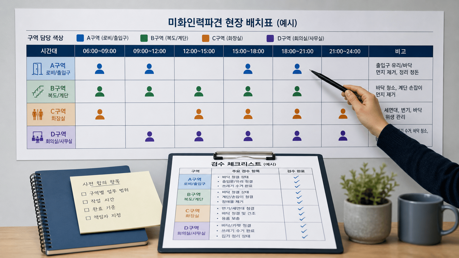 미화인력파견 시작 전, 업무 범위와 현장 배치 기준 정하는 법